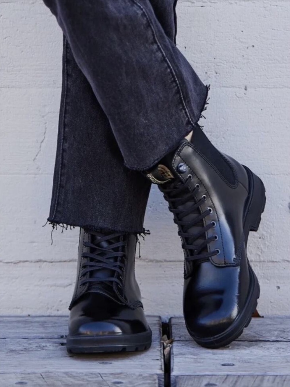 Blundstone 2219 Originals Lace-Up Boot Black Brush Patent Leather AU 6.5 US 9.5